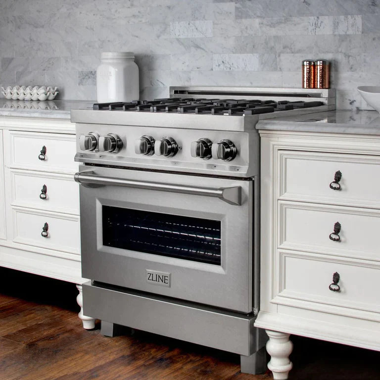 ZLINE Kitchen and Bath 30 in. Professional Gas Burner/Electric Oven in DuraSnow® Stainless