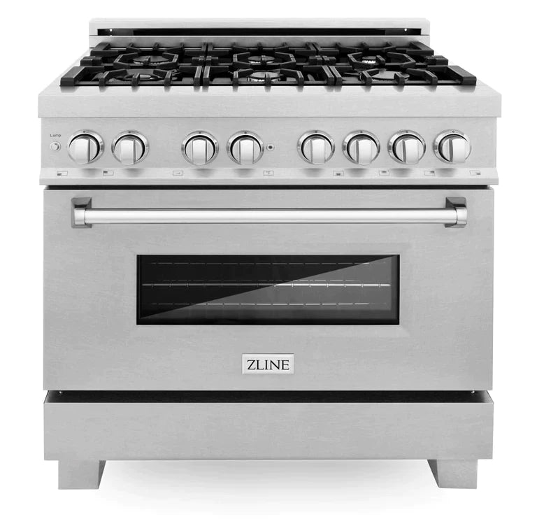 ZLINE 36 in. Professional Gas Burner/Electric Oven in DuraSnow® Stainless with DuraSnow® Stainless Door 12