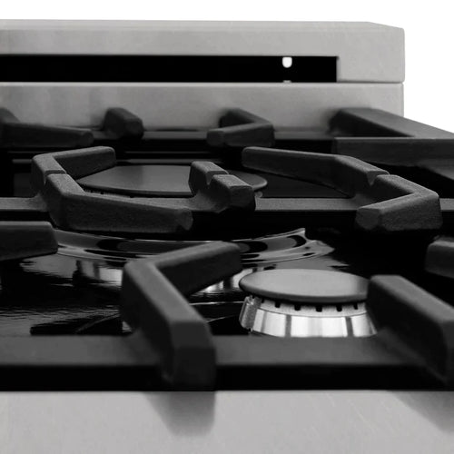 ZLINE 24 in. Professional Gas Burner/Electric Oven in DuraSnow® Range with Red Matte Door 12