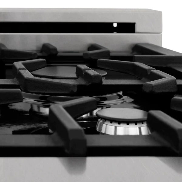 ZLINE 24 in. Professional Gas Burner/Electric Oven in DuraSnow® Range with Red Matte Door 12