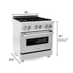 ZLINE 30 in. Professional Gas Burner/Electric Oven in DuraSnow® Stainless with Brass Burners19