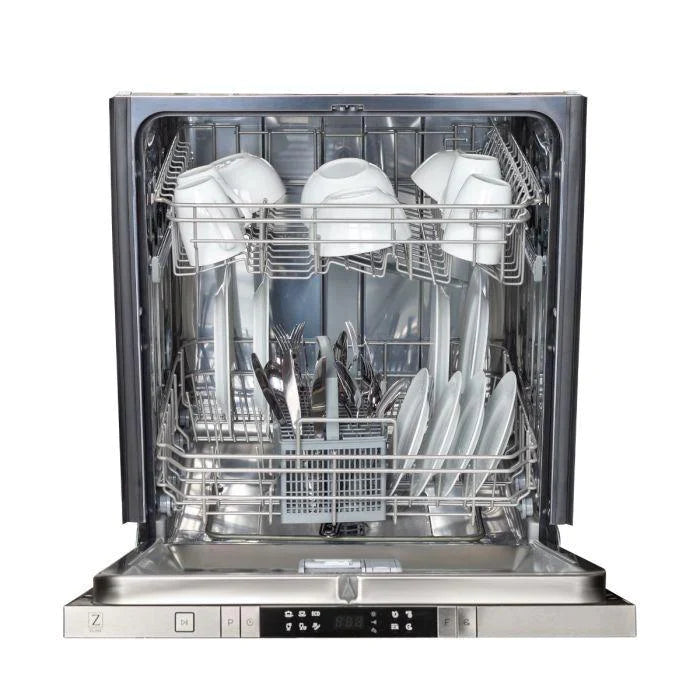 ZLINE 30" Kitchen Package with DuraSnow® Stainless Dual Fuel Range, Ducted Vent Range Hood and Dishwasher