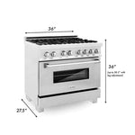 ZLINE 36 in. Professional Gas Burner/Electric Oven in DuraSnow® Stainless with DuraSnow® Stainless Door11