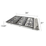 ZLINE 36 in. Stainless Steel Dropin Cooktop with 6 Gas Burners7