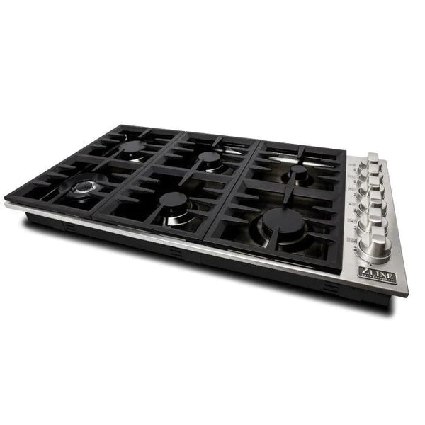 ZLINE 36 in. Dropin Cooktop with 6 Gas Burners and Black Porcelain Top 7