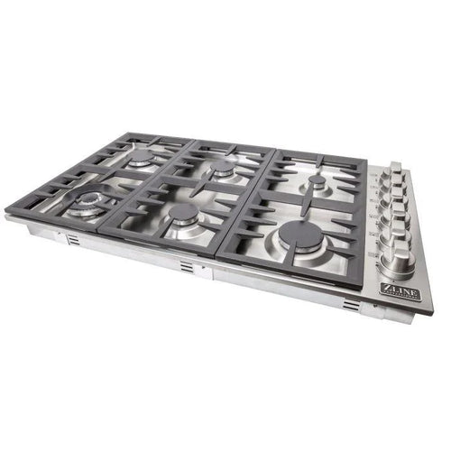 ZLINE 36 in. Stainless Steel Dropin Cooktop with 6 Gas Burners 8