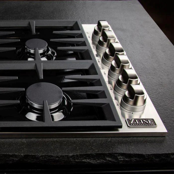 ZLINE 36 in. Dropin Cooktop with 6 Gas Burners and Black Porcelain Top 3