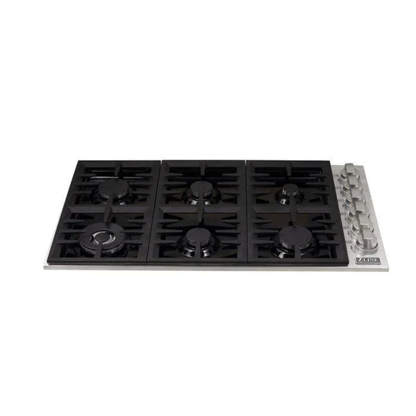 ZLINE 36 in. Dropin Cooktop with 6 Gas Burners and Black Porcelain Top 1