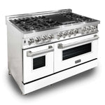 ZLINE 48 in. Professional Gas Burner/Electric Oven Stainless Steel 6.0 cu.ft. 7 Range - White Matte Door 6