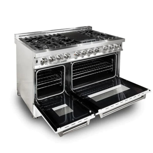 ZLINE 48 in. Professional Gas Burner/Electric Oven Stainless Steel 6.0 cu.ft. 7 Range - White Matte Door 2
