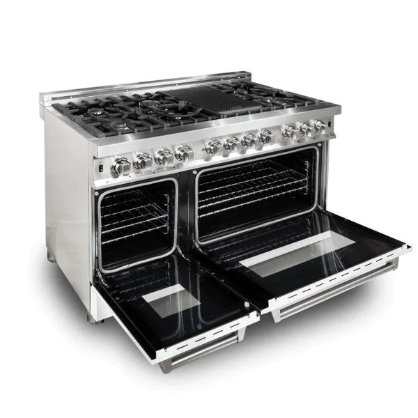 ZLINE 48 in. Professional Gas Burner/Electric Oven Stainless Steel 6.0 cu.ft. 7 Range - White Matte Door 2