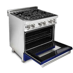 ZLINE 30 in. Professional Gas Burner/Electric Oven Stainless Steel Range with Blue Gloss Door 1
