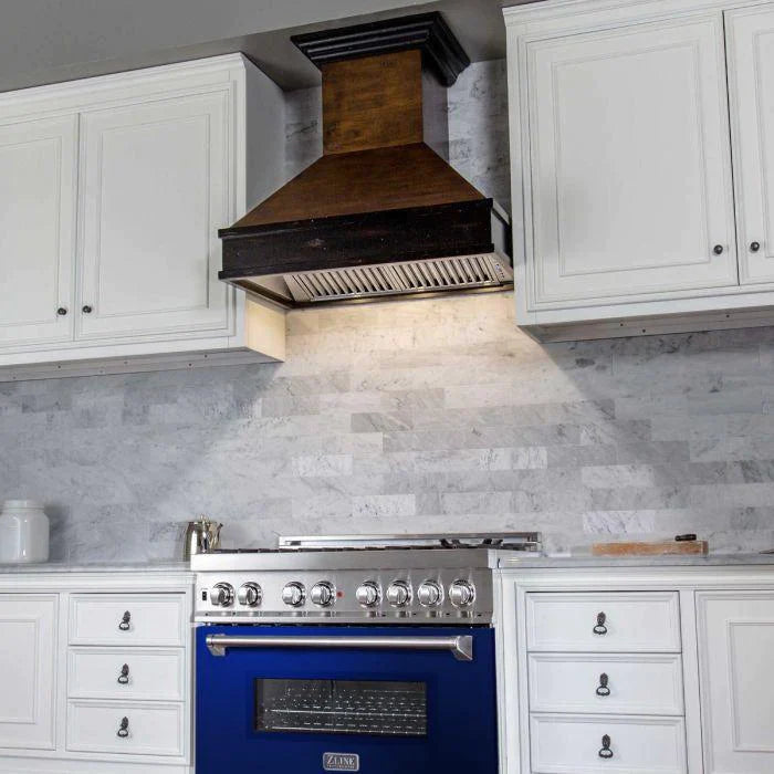 ZLINE 36 in. Professional Gas Burner/Electric Oven Stainless Steel Range with Blue Gloss Door