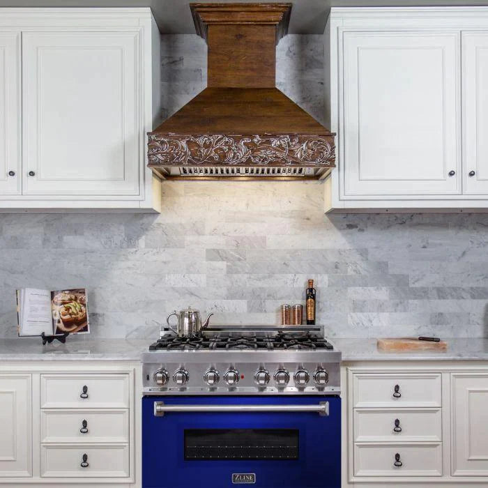 ZLINE 36 in. Professional Gas Burner/Electric Oven Stainless Steel Range with Blue Gloss Door