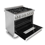 ZLINE 36 in. Professional Gas Burner/Electric Oven Stainless Steel Range with White Matte Door 1