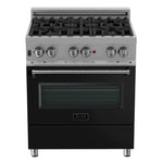 ZLINE 30 in. Professional Gas Burner/Electric Oven in DuraSnow® Stainless with Black Matte Door, 3