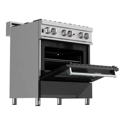 ZLINE 30 in. Professional Gas Burner/Electric Oven in DuraSnow® Stainless with Black Matte Door, 2