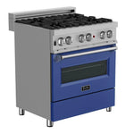 ZLINE 30 in.Professional Gas Burner/Electric Oven DuraSnow® Stainless Range with Blue Matte Door 10