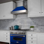 ZLINE 36 in. Professional Gas Burner/Electric Oven in DuraSnow® Stainless with Blue Gloss Door 6