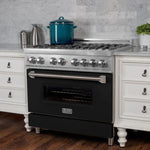 ZLINE 36 in. Professional Gas Burner/Electric Oven in DuraSnow® Stainless with Black Matte Door4