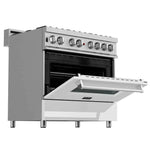 ZLINE 36 in. Professional Gas Burner/Electric Oven in DuraSnow® Stainless with White Matte Door 1