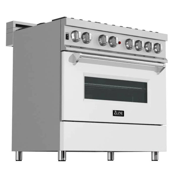 ZLINE 36 in. Professional Gas Burner/Electric Oven in DuraSnow® Stainless with White Matte Door 11