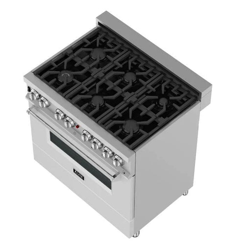 ZLINE 36 in. Professional Gas Burner/Electric Oven in DuraSnow® Stainless with White Matte Door 3