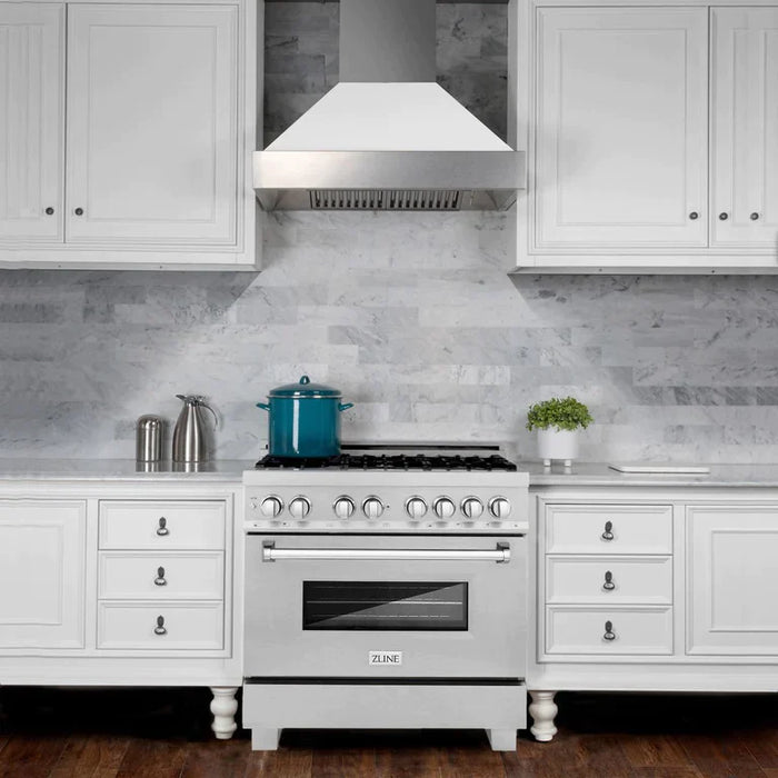 ZLINE 36 in. Professional Gas Burner/Electric Oven in DuraSnow® Stainless with DuraSnow® Stainless Door