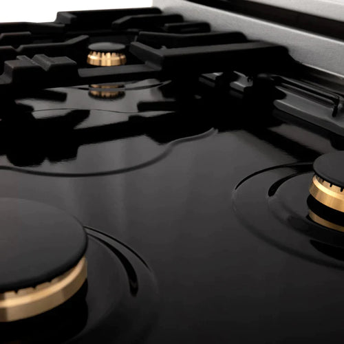 ZLINE 30 in. Professional Gas Burner/Electric Oven in DuraSnow® Stainless with Brass Burners 9