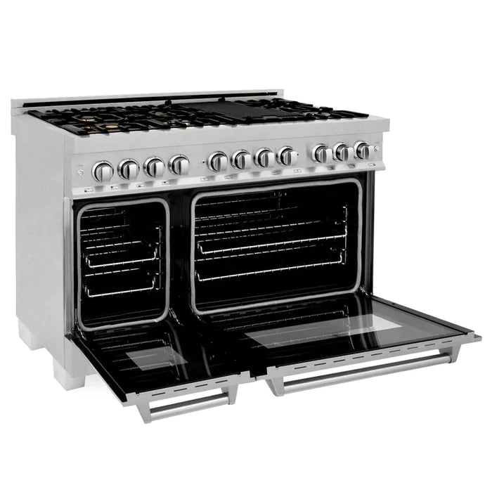 ZLINE 48 in. Professional Gas Burner/Electric Oven in DuraSnow® Stainless Steel with Brass Burners