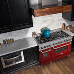 ZLINE 48 in. Professional Gas Burner/Electric Oven DuraSnow® Stainless 6.0 cu.ft. 7 Range with Red Gloss Door5